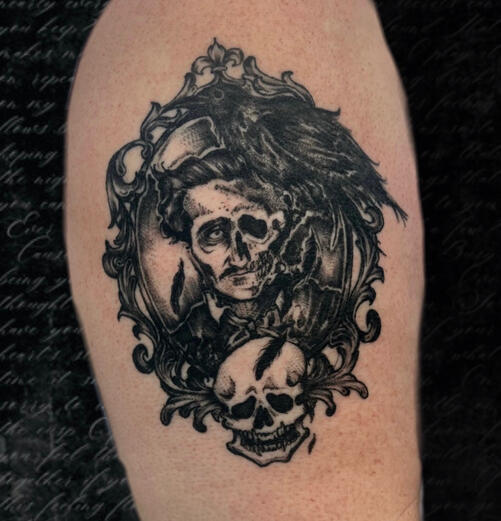 Sketched Edgar Allan Poe in Frame