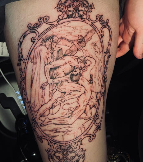 Lineart on thigh on self